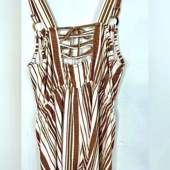 🆕 Derek Heart Brown & Offwhite Striped Romper - Picture 8 of 9